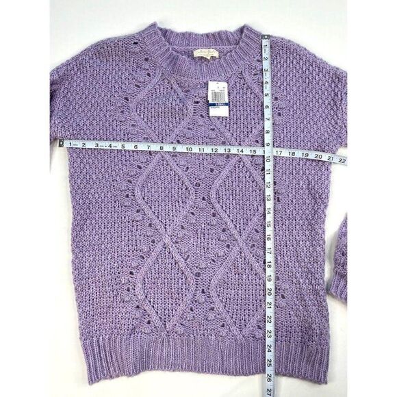 Ultra Flirt Sweater Top XS Purple Chunky-Knit Crew‎ - Picture 4 of 8